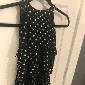 Black and silver ruffled blouse